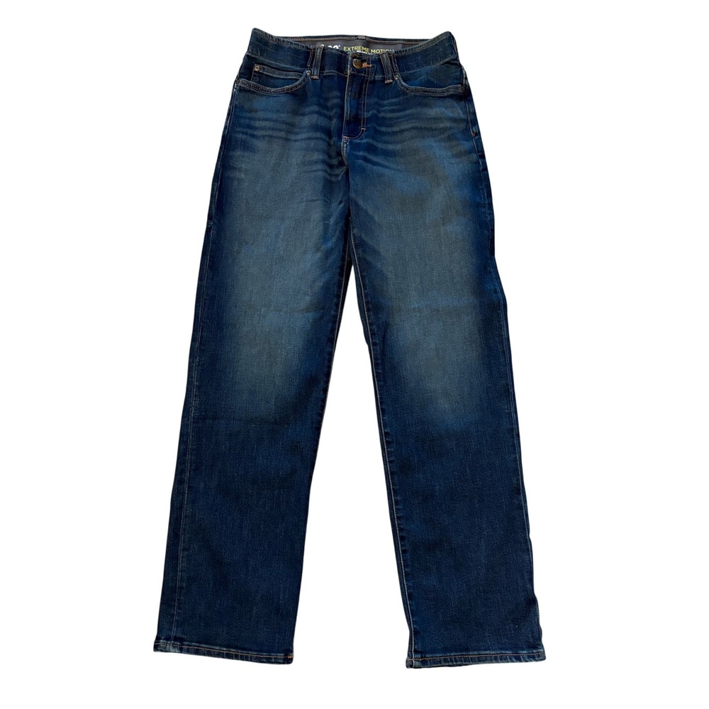Lee Extreme Motion Relaxed Straight Jeans Mens 32x30 Dark Wash Denim Indigo